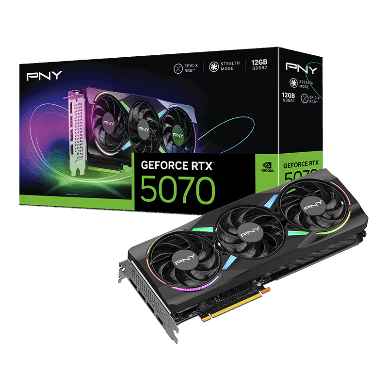 PNY GeForce RTX 5070 ARGB Triple Fan 12GB GDDR7 PCI-Express Graphics Card - RTX%205070 graphics card from Overclockers