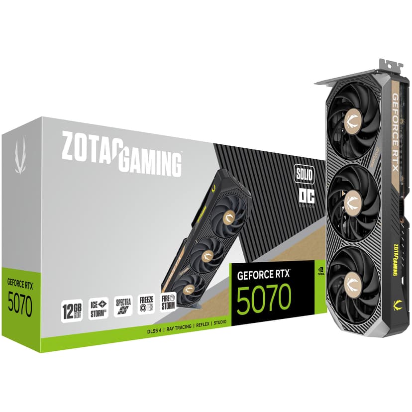 Zotac GeForce RTX 5070 Solid OC 12GB GDDR7 PCI-Express Graphics Card - RTX%205070 graphics card from Overclockers