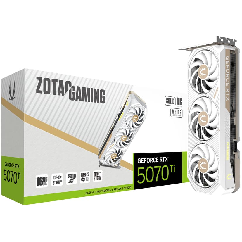 Zotac GeForce RTX 5070 Ti Solid Core OC White Edition 16GB GDDR7 Graphics Card - RTX%205070%20TI graphics card from Overclockers