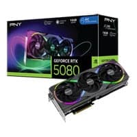 PNY NVIDIA GeForce RTX 5080 ARGB EPIC-X RGB OC 16GB GDDR7 Ray-Tracing Graphics Card, DLSS 4, 10752 Cores, 2620MHz Boost