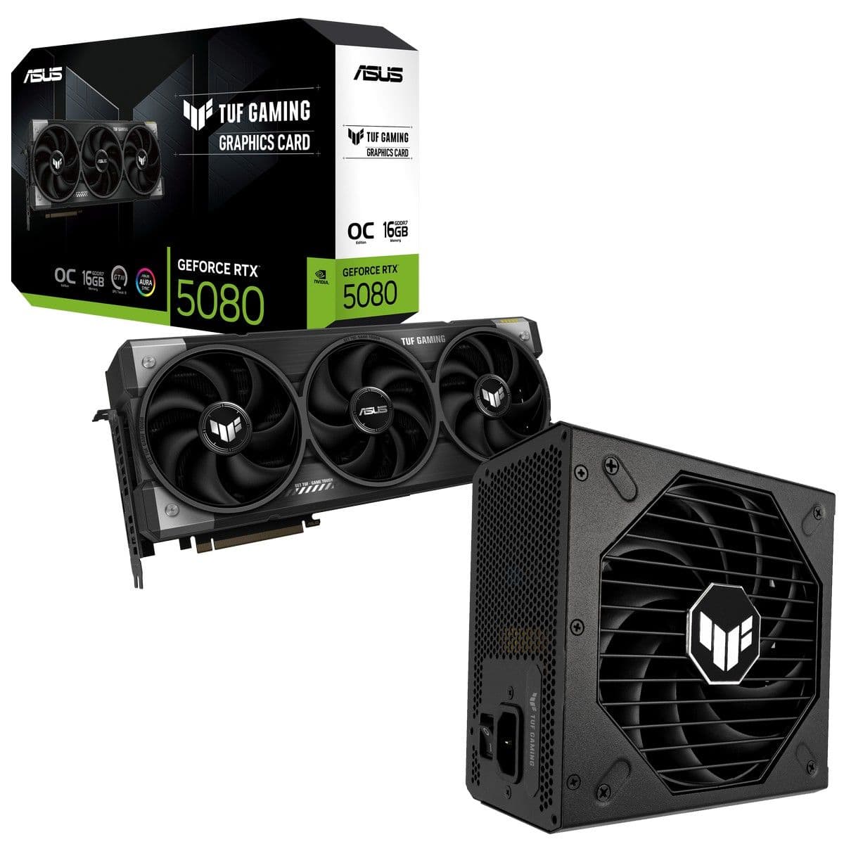 Asus GeForce RTX 5080 TUF Gaming OC & TUF 1000W Gold PSU - Bundle - rtx-5080 graphics card from Overclockers