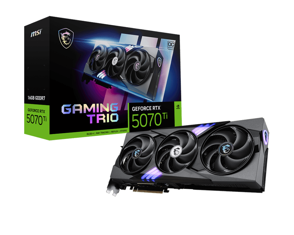 MSI GeForce RTX 5070 Ti Gaming Trio OC 16GB GDDR7 PCI-Express Graphics Card - rtx-5070-ti graphics card from Overclockers