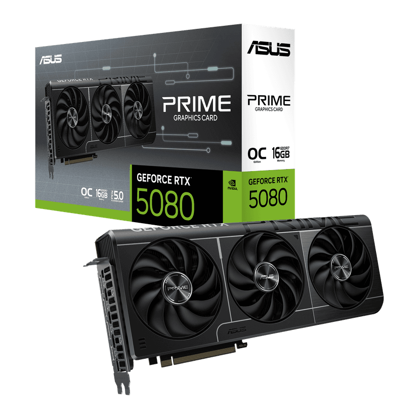 Asus GeForce RTX 5080 Prime OC 16GB GDDR7 PCI-Express Graphics Card - RTX%205080 graphics card from Overclockers