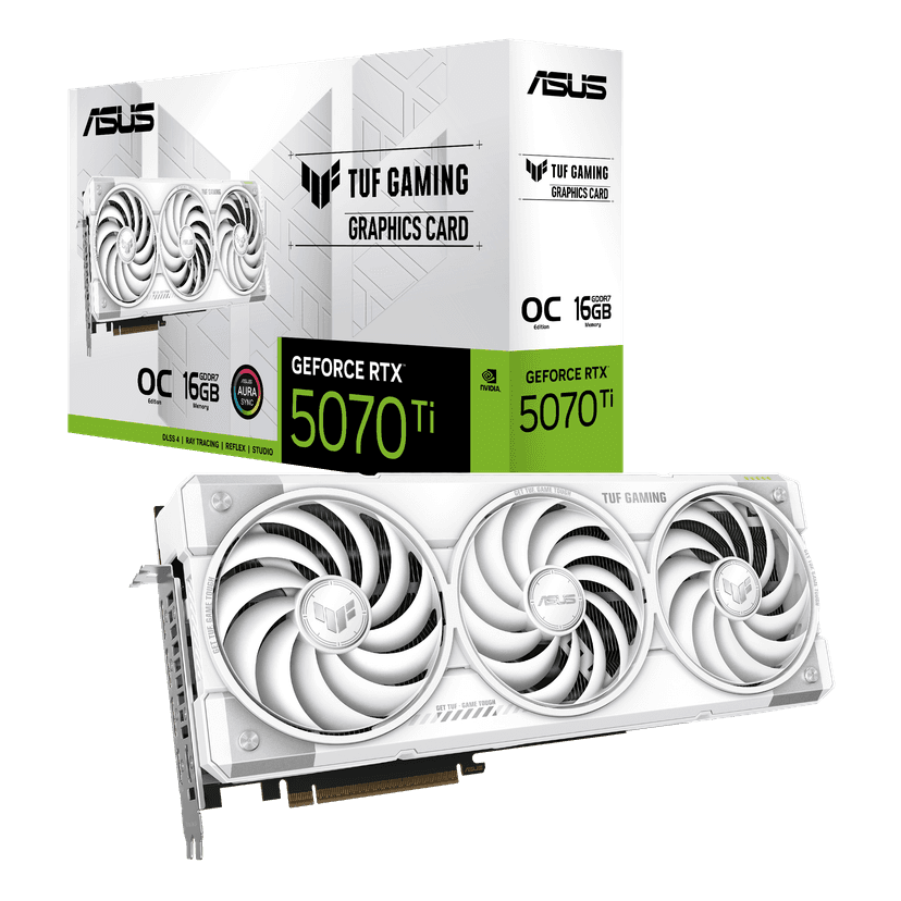 Asus GeForce RTX 5070 Ti TUF Gaming OC White 16GB GDDR7 PCI-Express Graphics Card - RTX%205070%20TI graphics card from Overclockers