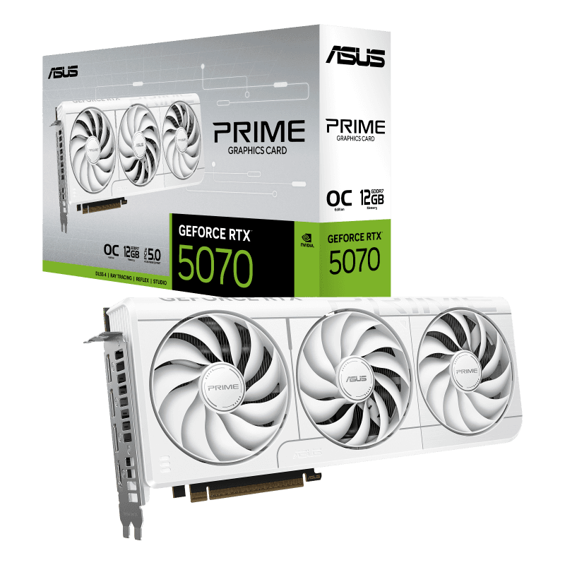 Asus GeForce RTX 5070 Prime OC White 12GB GDDR7 Graphics Card - RTX%205070 graphics card from Overclockers