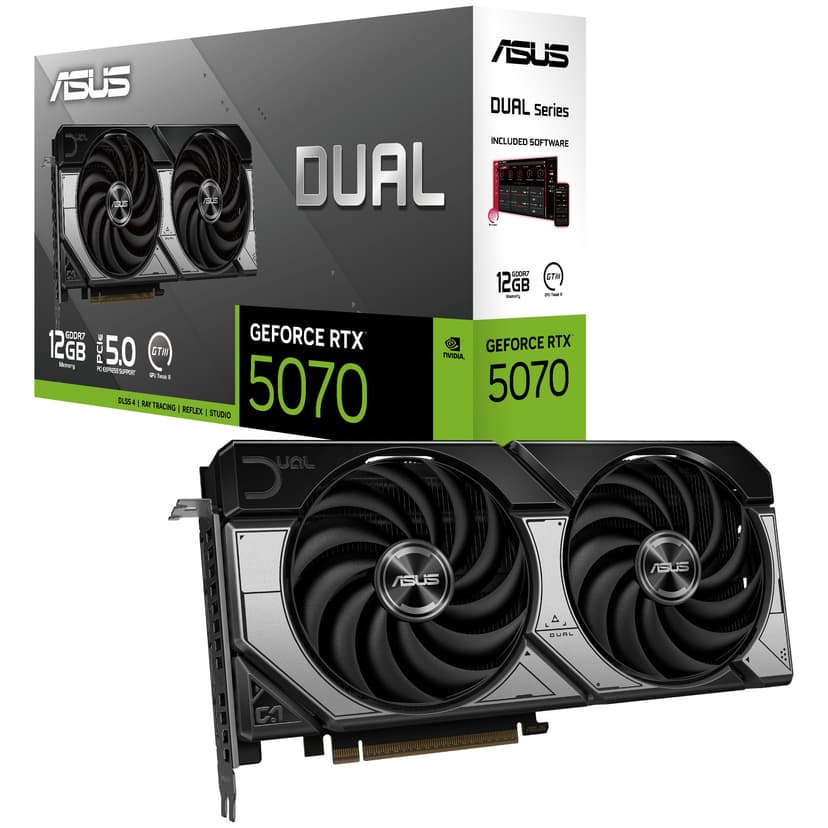 Asus GeForce RTX 5070 Dual 12GB GDDR7 PCI-Express Graphics Card - RTX%205070 graphics card from Overclockers