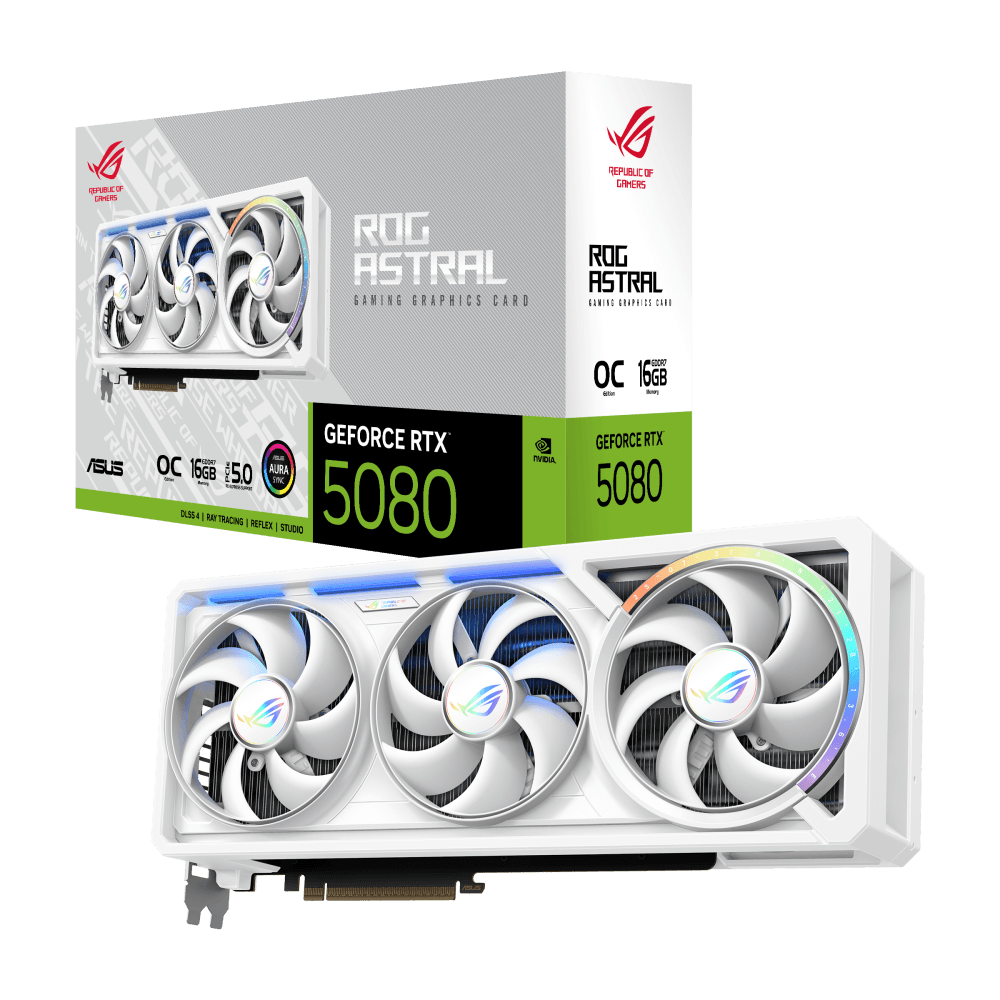 Asus GeForce RTX 5080 ROG Astral OC White 16GB GDDR7 PCI-Express Graphics Card