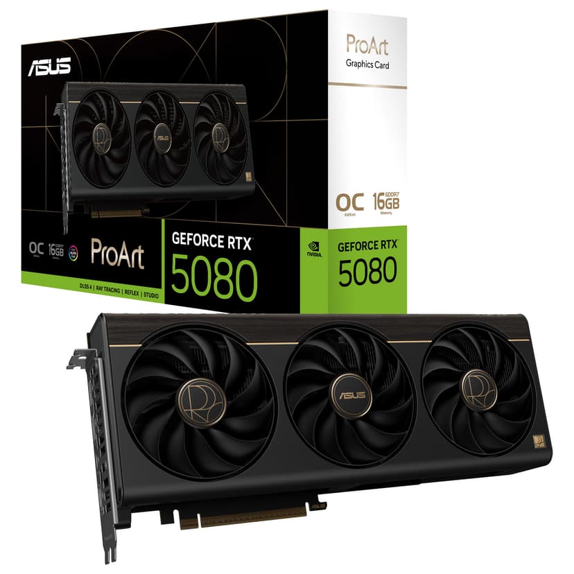 Asus GeForce RTX 5080 ProArt OC 16GB GDDR7 PCI-Express Graphics Card - NVIDIA RTX 5080 graphics card from Overclockers