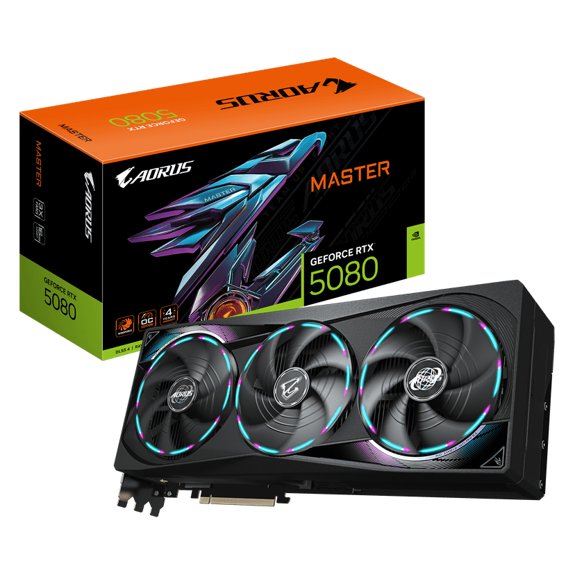 Gigabyte GeForce RTX 5080 Aorus Master 16GB GDDR7 PCI-Express Graphics Card - RTX%205080 graphics card from Overclockers