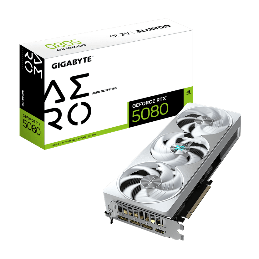 Gigabyte GeForce RTX 5080 Aero OC SFF 16GB GDDR7 PCI-Express Graphics Card - RTX%205080 graphics card from Overclockers