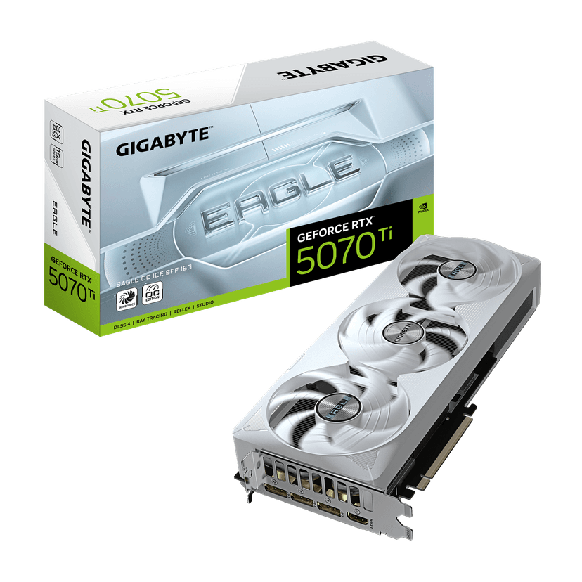 Gigabyte GeForce RTX 5070 Ti Eagle OC Ice SFF 16GB GDDR7 PCI-Express Graphics Card - RTX%205070%20TI graphics card from Overclockers