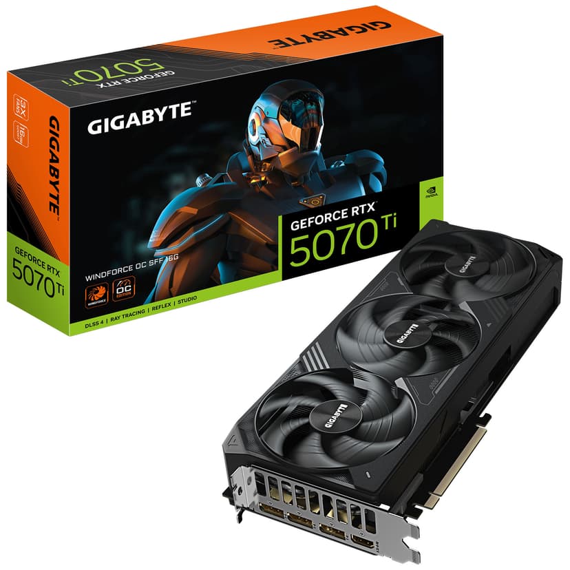 Gigabyte GeForce RTX 5070 Ti Windforce OC SFF 16GB GDDR7 PCI-Express Graphics Card - RTX%205070%20TI graphics card from Overclockers
