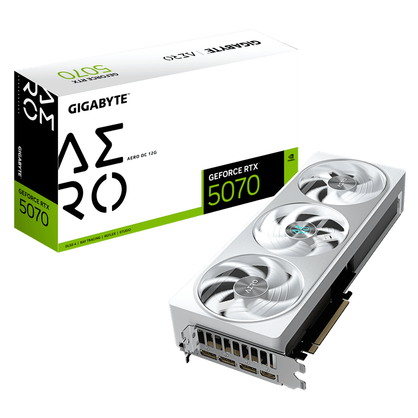 Gigabyte GeForce RTX 5070 Aero OC 12GB GDDR7 PCI-Express Graphics Card - RTX%205070 graphics card from Overclockers