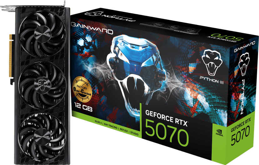 Gainward GeForce RTX 5070 Python III OC 12GB GDDR7 PCI-Express Graphics Card - RTX%205070 graphics card from Overclockers