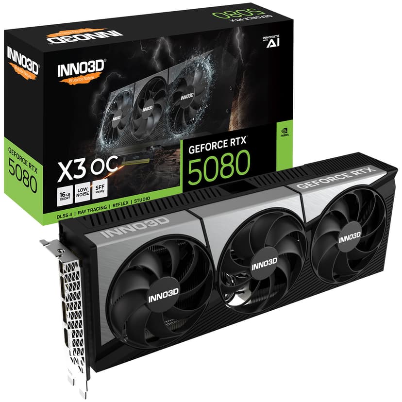 Inno3D GeForce RTX 5080 X3 OC 16GB GDDR7 PCI-Express Graphics Card - RTX%205080 graphics card from Overclockers