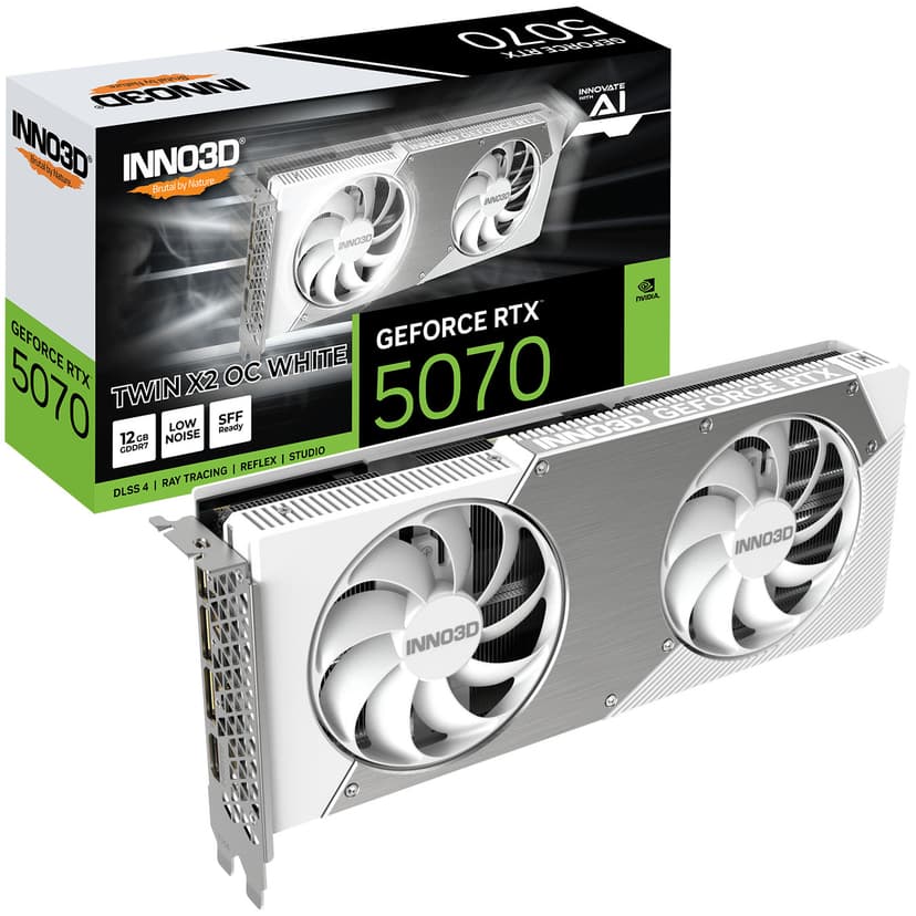 Inno3D GeForce RTX 5070 Twin X2 OC 12GB GDDR7 PCI-Express Graphics Card - White - RTX%205070 graphics card from Overclockers