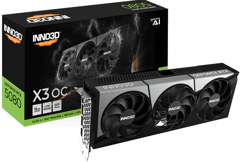 Inno3D GeForce RTX 5080 X3 Gaming OC 16GB GDDR7 PCI-Express Graphics Card - RTX%205080 graphics card from Overclockers