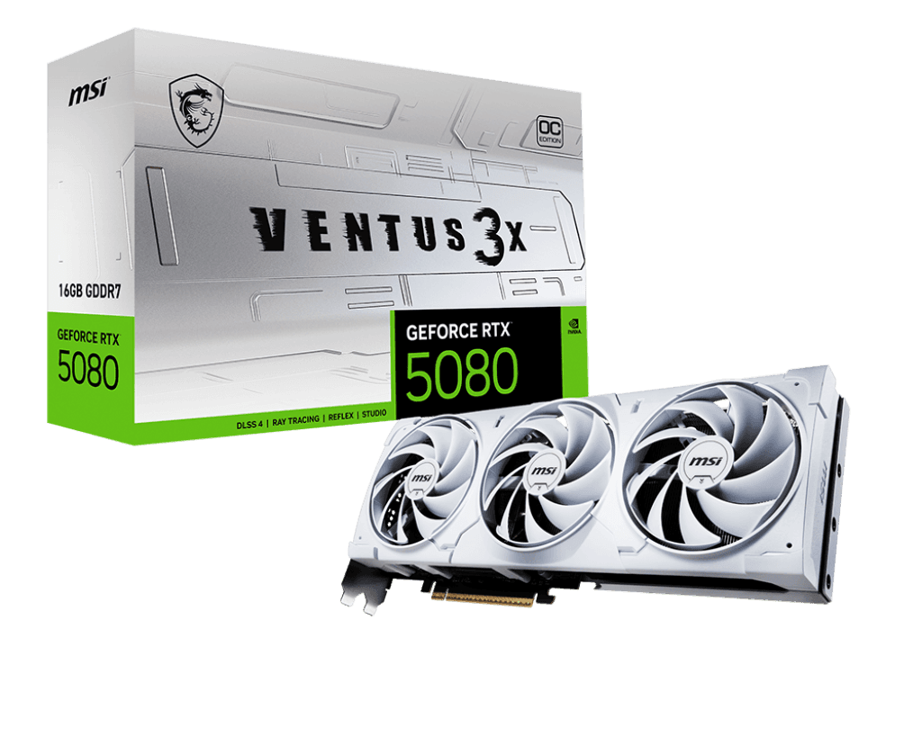 MSI GeForce RTX 5080 Ventus 3X OC White 16GB GDDR7 PCI-Express Graphics Card