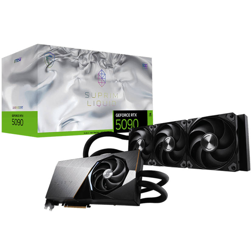 MSI GeForce RTX 5090 Suprim Liquid SOC 32GB GDDR7 PCI-Express Graphics Card - RTX%205090 graphics card from Overclockers