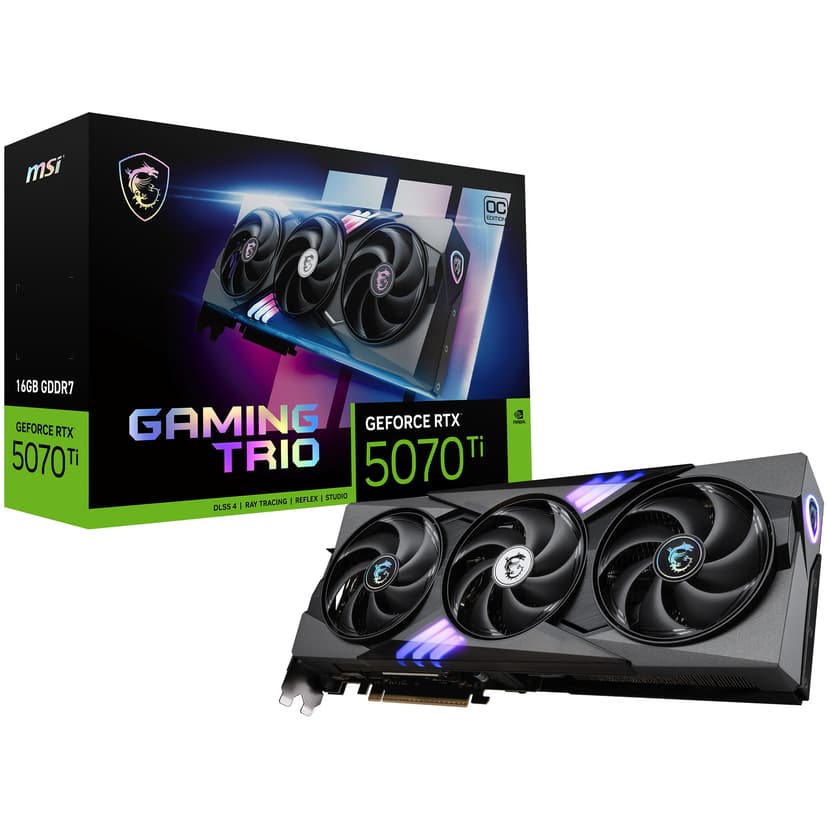 MSI GeForce RTX 5070 Ti Gaming Trio OC Plus 16GB GDDR7 PCI-Express Graphics Card - RTX%205070%20TI graphics card from Overclockers