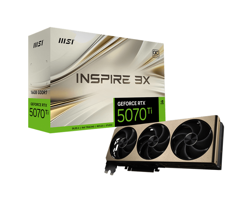 MSI GeForce RTX 5070 Ti Inspire 3X OC Plus 16GB GDDR7 PCI-Express Graphics Card - RTX%205070%20TI graphics card from Overclockers