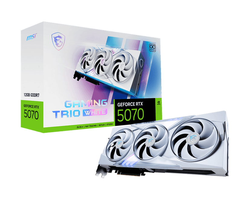 MSI GeForce RTX 5070 Gaming Trio OC White 12GB GDDR7 PCI-Express Graphics Card - RTX%205070 graphics card from Overclockers
