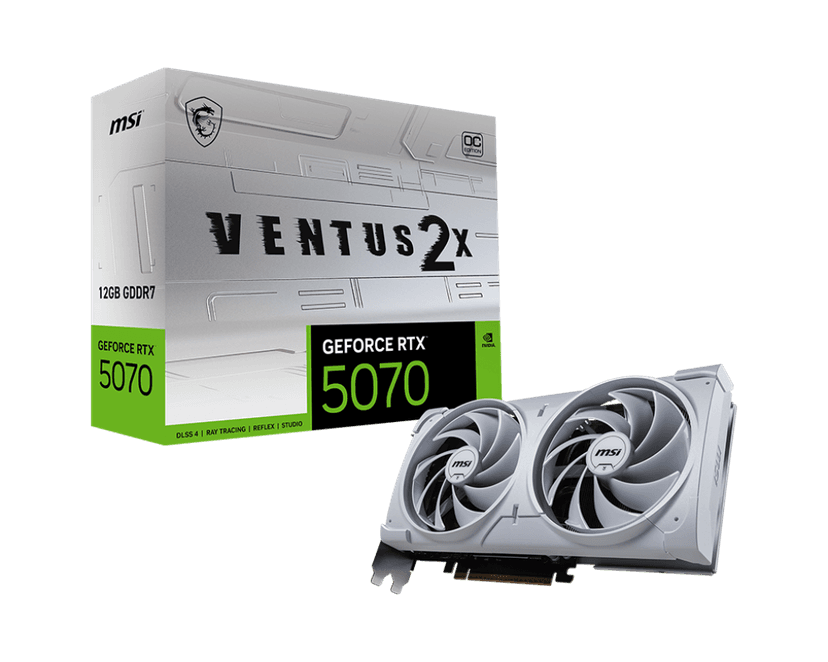 MSI GeForce RTX 5070 Ventus 2X OC White 12GB GDDR7 PCI-Express Graphics Card - RTX%205070 graphics card from Overclockers