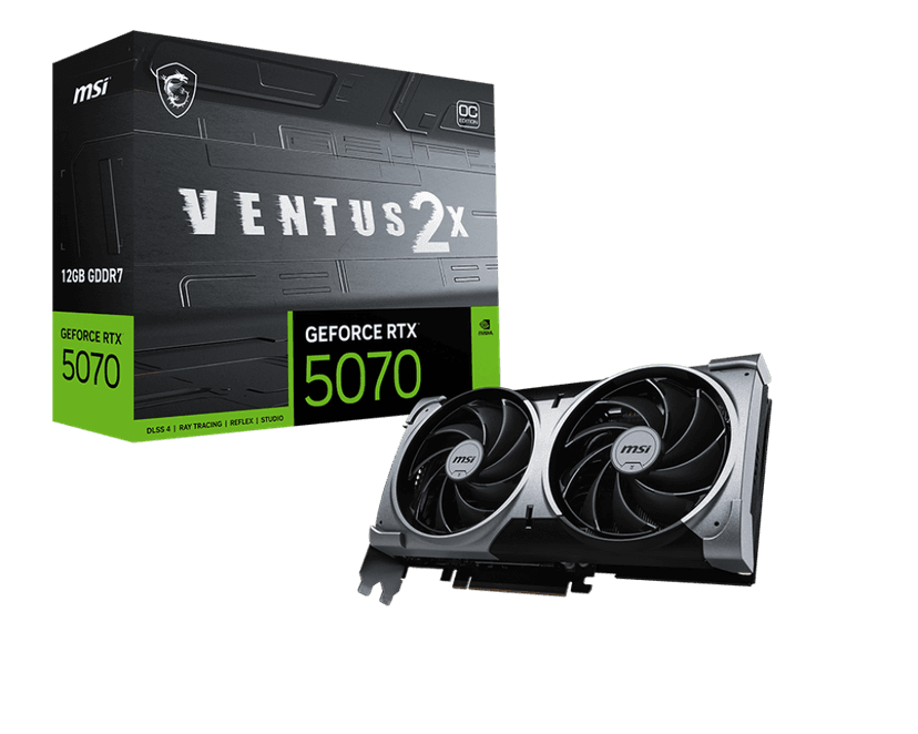 MSI GeForce RTX 5070 Ventus 2X OC 12GB GDDR7 PCI-Express Graphics Card - RTX%205070 graphics card from Overclockers