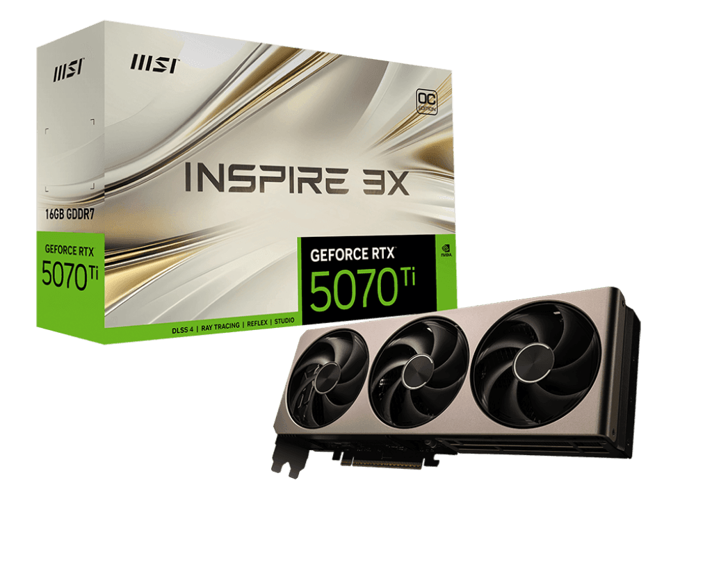 MSI GeForce RTX 5070 Ti Inspire 3X OC 16GB GDDR7 PCI-Express Graphics Card