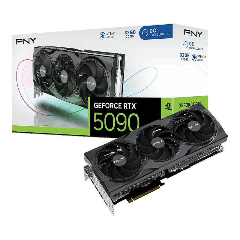 PNY GeForce RTX 5090 OC Triple Fan 32GB GDDR7 PCI-Express Graphics Card - RTX%205090 graphics card from Overclockers