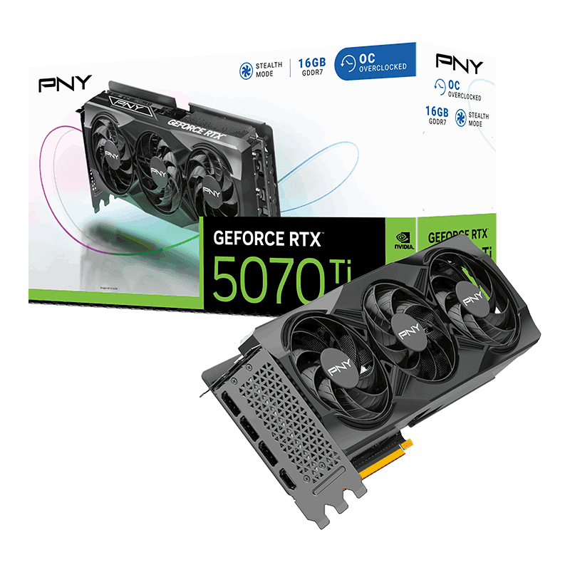 PNY GeForce RTX 5070 Ti OC Triple Fan 16GB GDDR7 PCI-Express Graphics Card - RTX%205070%20TI graphics card from Overclockers