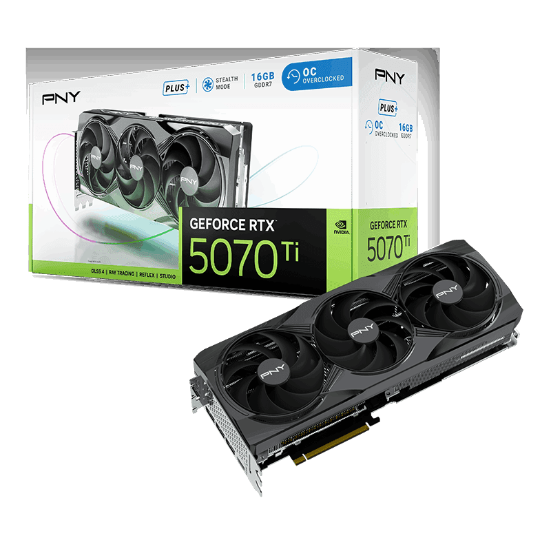 PNY GeForce RTX 5070 Ti OC Plus Triple Fan 16GB GDDR7 PCI-Express Graphics Card - RTX%205070%20TI graphics card from Overclockers