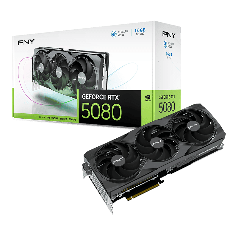 PNY GeForce RTX 5080 Triple Fan 16GB GDDR7 PCI-Express Graphics Card - RTX%205080 graphics card from Overclockers