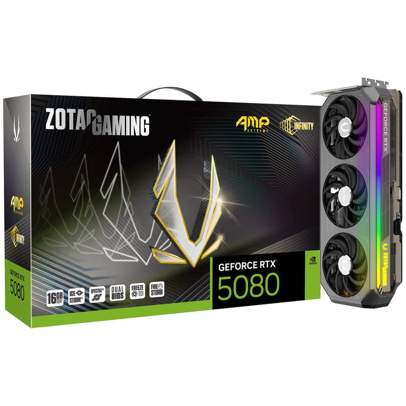 Zotac GeForce RTX 5080 AMP Extreme INFINITY 16GB GDDR7 PCI-Express Graphics Card - RTX%205080 graphics card from Overclockers