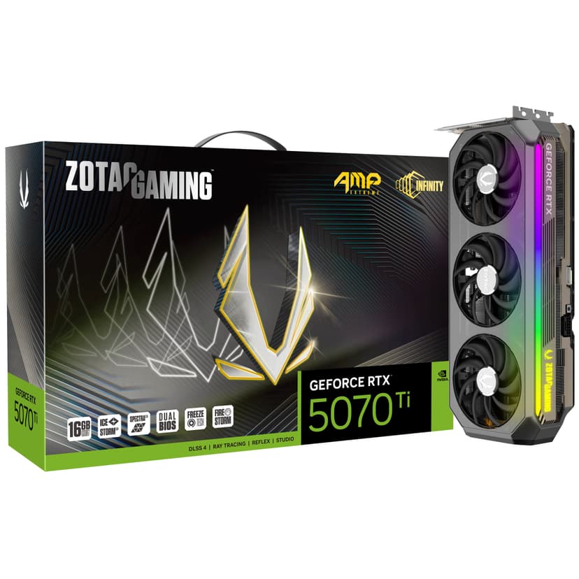 Zotac GeForce RTX 5070 Ti AMP Extreme INFINITY 16GB GDDR7 PCI-Express Graphics Card - RTX%205070%20TI graphics card from Overclockers