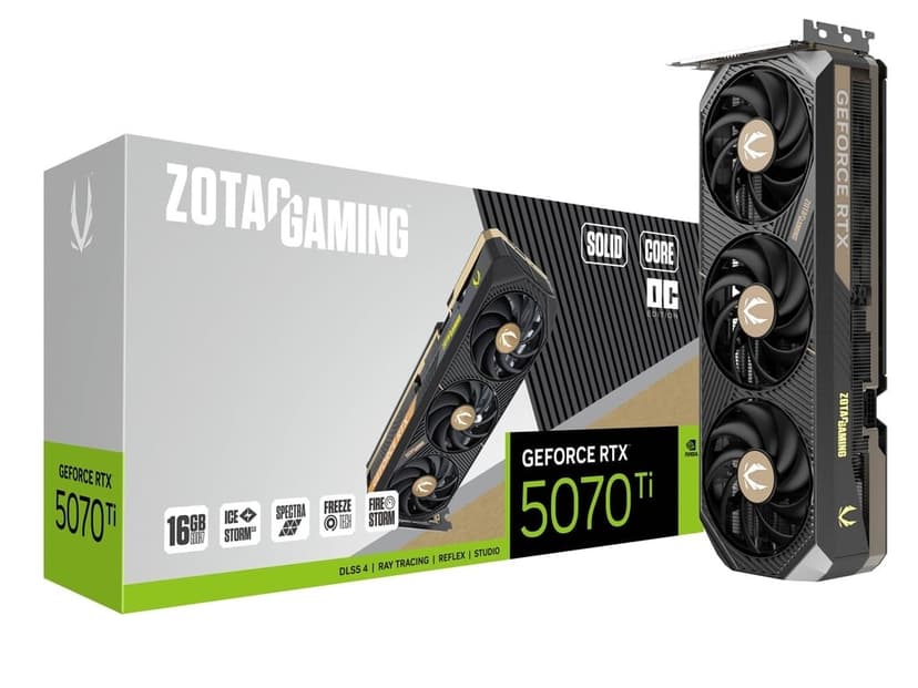 Zotac GeForce RTX 5070 Ti Solid Core OC 16GB GDDR7 PCI-Express Graphics Card - RTX%205070%20TI graphics card from Overclockers