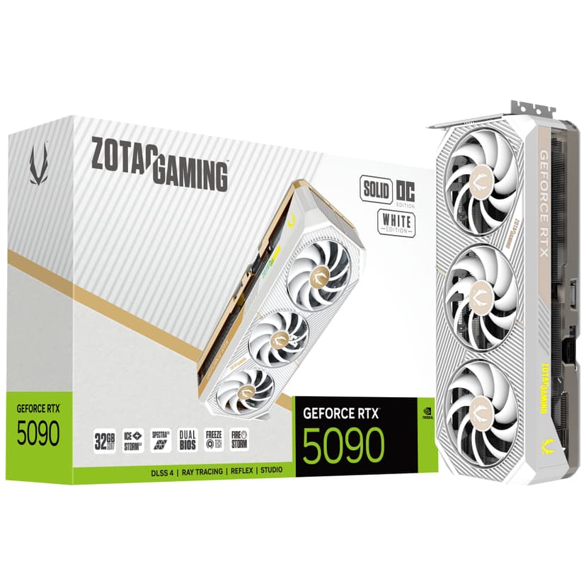 Zotac GeForce RTX 5090 Solid OC 32GB GDDR7 PCI-Express Graphics Card - White - RTX%205090 graphics card from Overclockers