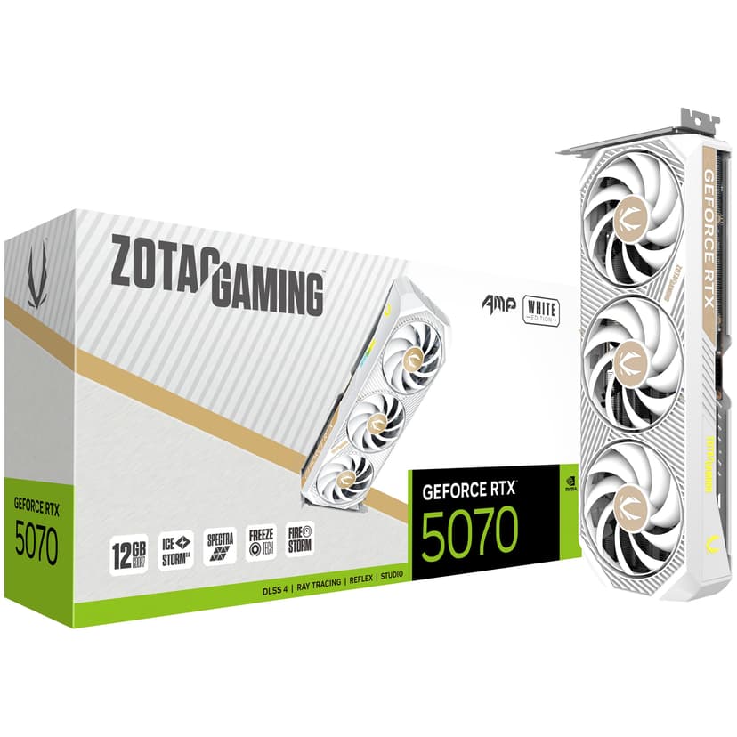 Zotac GeForce RTX 5070 AMP White Edition 12GB GDDR7 PCI-Express Graphics Card - RTX%205070 graphics card from Overclockers