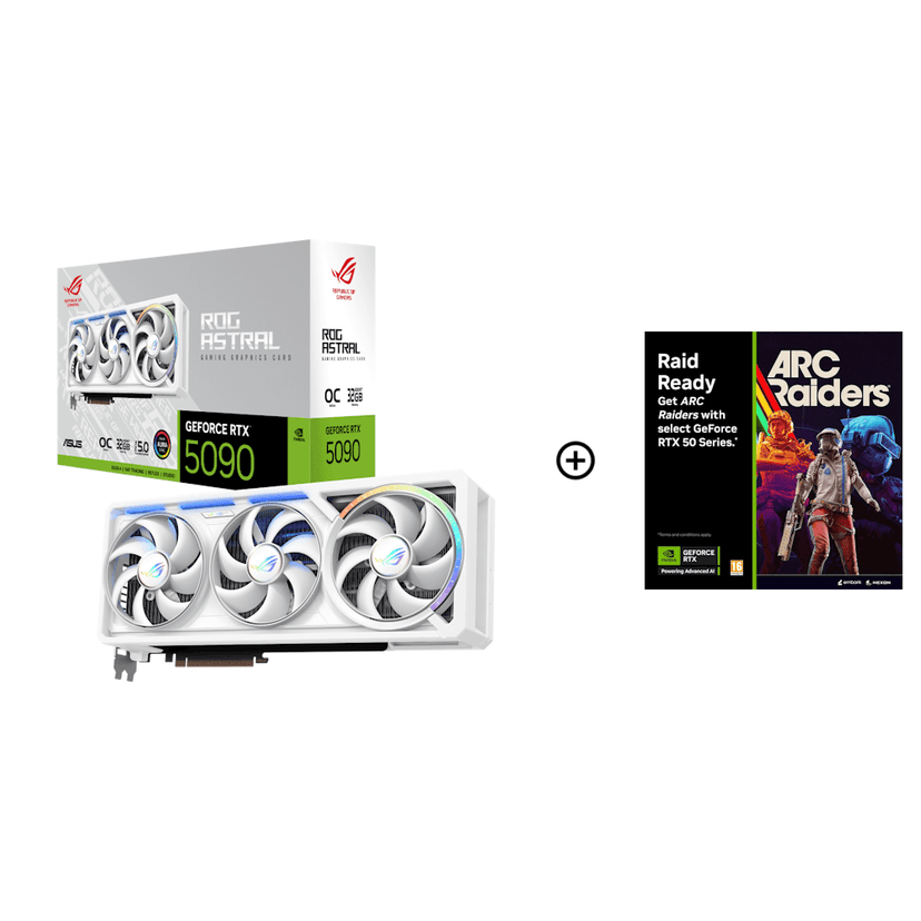 Asus GeForce RTX 5090 ROG Astral OC White 32GB GDDR7 PCI-Express Graphics Card - NVIDIA RTX 5090 graphics card from Overclockers
