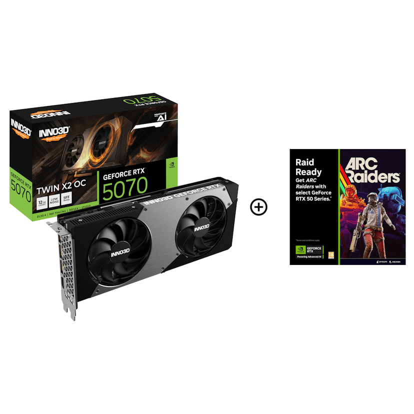 Inno3D GeForce RTX 5070 Twin X2 OC 12GB GDDR7 PCI-Express Graphics Card - NVIDIA RTX 5070 graphics card from Overclockers