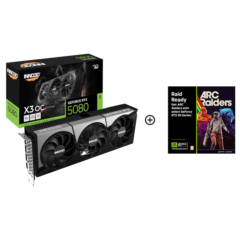 Inno3D GeForce RTX 5080 X3 OC 16GB GDDR7 PCI-Express Graphics Card - NVIDIA RTX 5080 graphics card from Overclockers