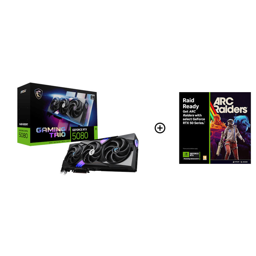 MSI GeForce RTX 5080 Gaming Trio 16GB GDDR7 PCI-Express Graphics Card - NVIDIA RTX 5080 graphics card from Overclockers