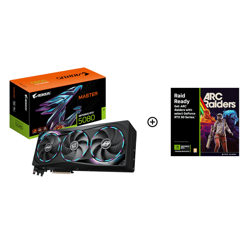 Gigabyte GeForce RTX 5080 Aorus Master 16GB GDDR7 PCI-Express Graphics Card - NVIDIA RTX 5080 graphics card from Overclockers