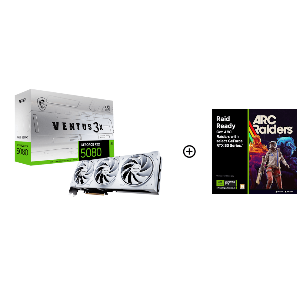 MSI GeForce RTX 5080 Ventus 3X OC White 16GB GDDR7 PCI-Express Graphics Card