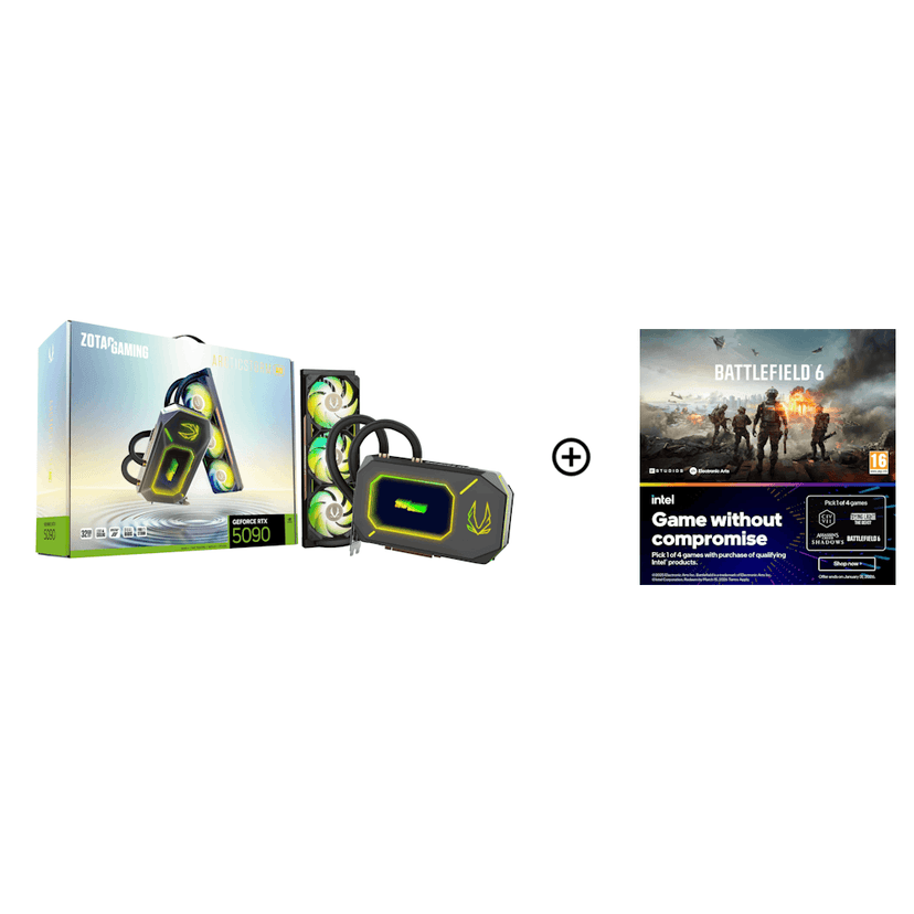 Zotac GeForce RTX 5090 ARCTICSTORM AIO 32GB GDDR7 PCI-Express Graphics Card - RTX%205090 graphics card from Overclockers