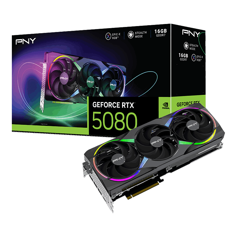 PNY GeForce RTX 5080 16GB ARGB OC Triple Fan GDDR7 Graphics Card - VCG508016TFXXPB1-O