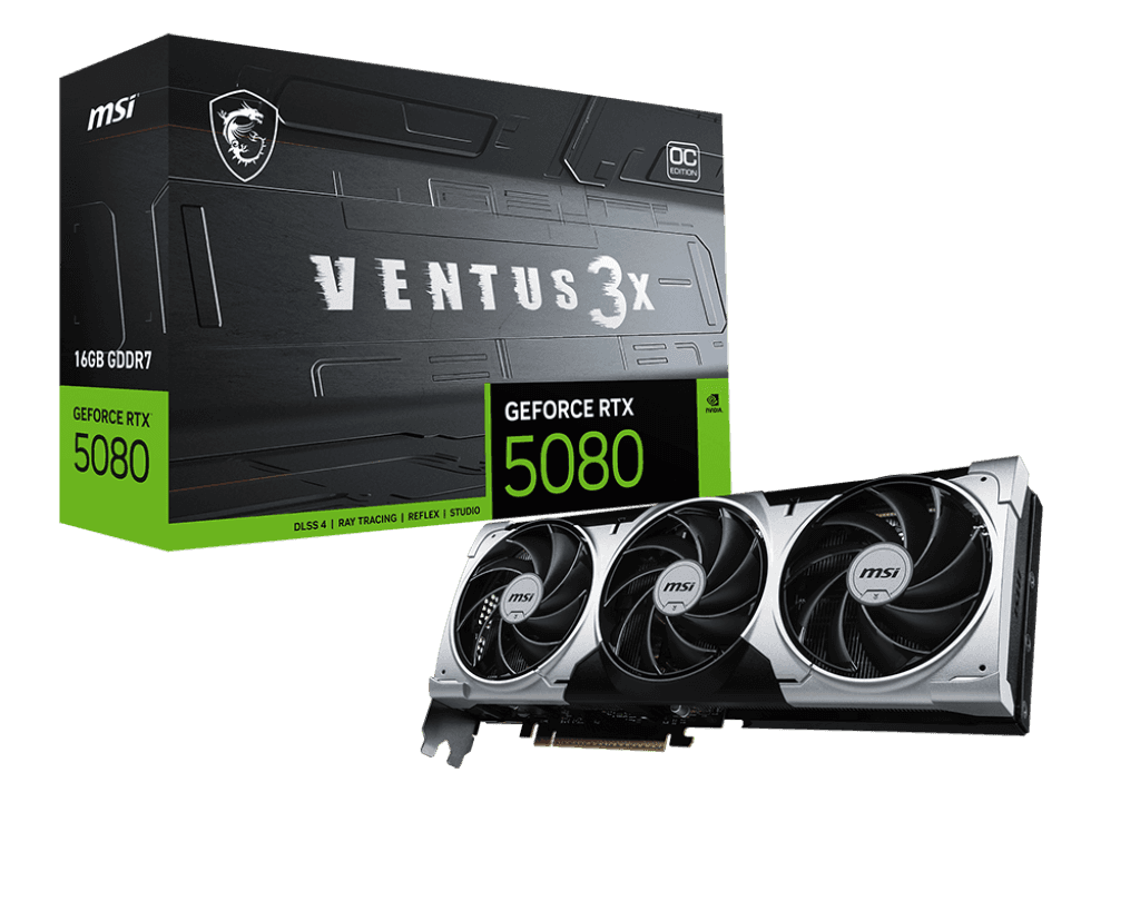 MSI NVIDIA GeForce RTX 5080 16GB VENTUS 3X OC GDDR7 Graphics Card