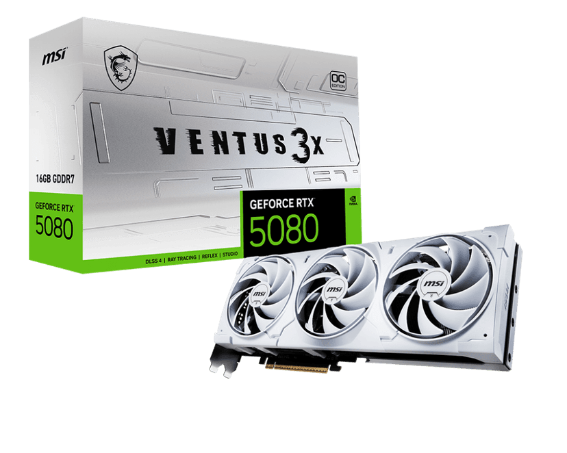 MSI NVIDIA GeForce RTX 5080 16G VENTUS 3X OC WHITE GDDR7 Graphics Card - RTX%205080 graphics card from Awd-it