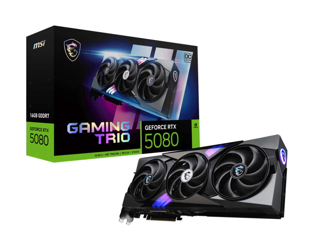 MSI NVIDIA GeForce RTX 5080 16G GAMING TRIO OC GDDR7 Graphics Card