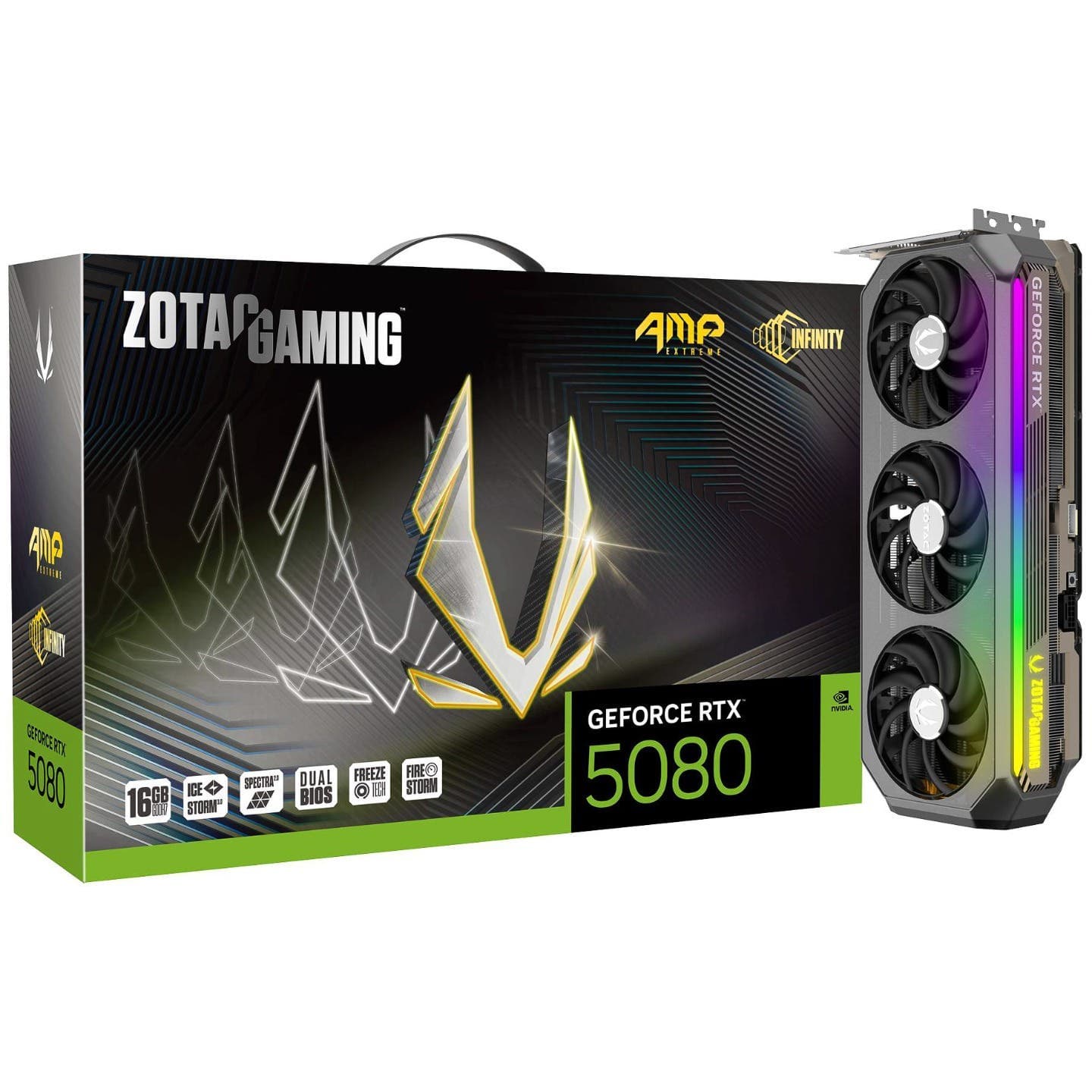 ZOTAC GAMING GeForce RTX 5080 AMP Extreme INFINITY RGB 16GB GDDR7 Graphics Card - ZT-B50800B-10P